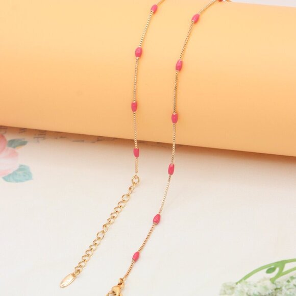 Elegant Rose Gold Beaded Necklace with Adjustable Chain, XPNL0336 - Picture 9 of 12